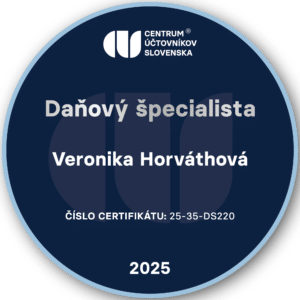 Daňový špecialista Veronika Horváthová, certifikát